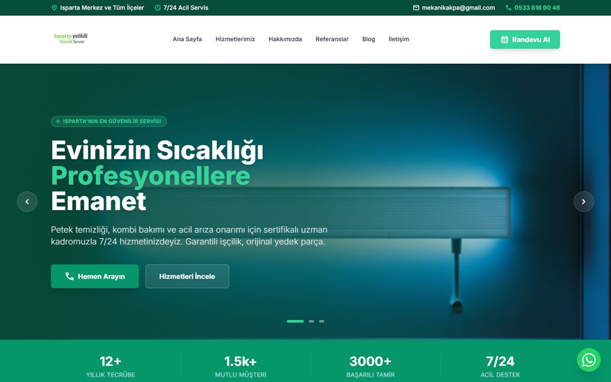 Isparta Kombi Servisi — Hizmet Web Sitesi