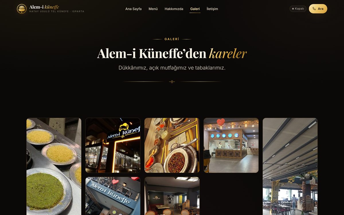 Alem-i Küneffe — Restoran Web Sitesi — ekran 2