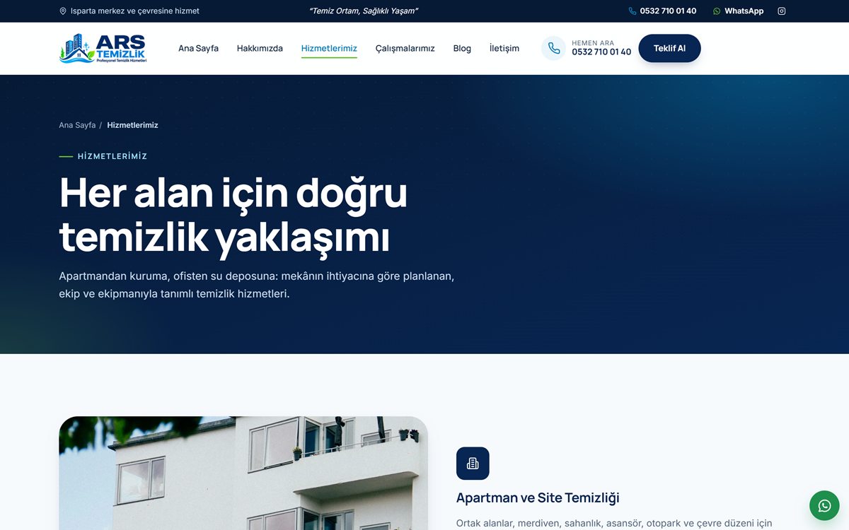 ARS Temizlik — Kurumsal Web Sitesi — ekran 1