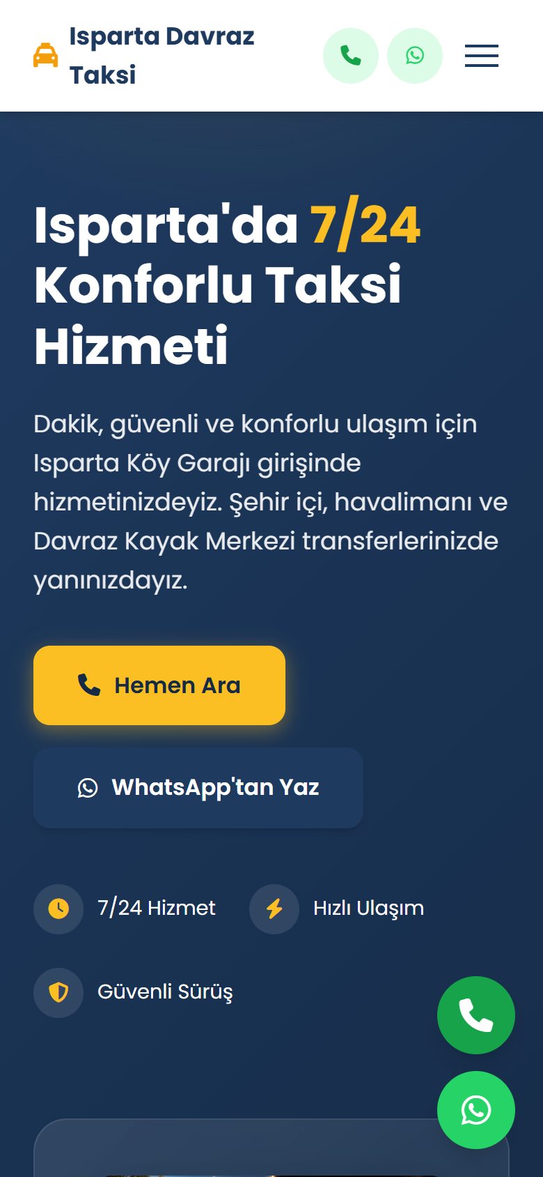 Isparta Davraz Taksi — telefon görünümü