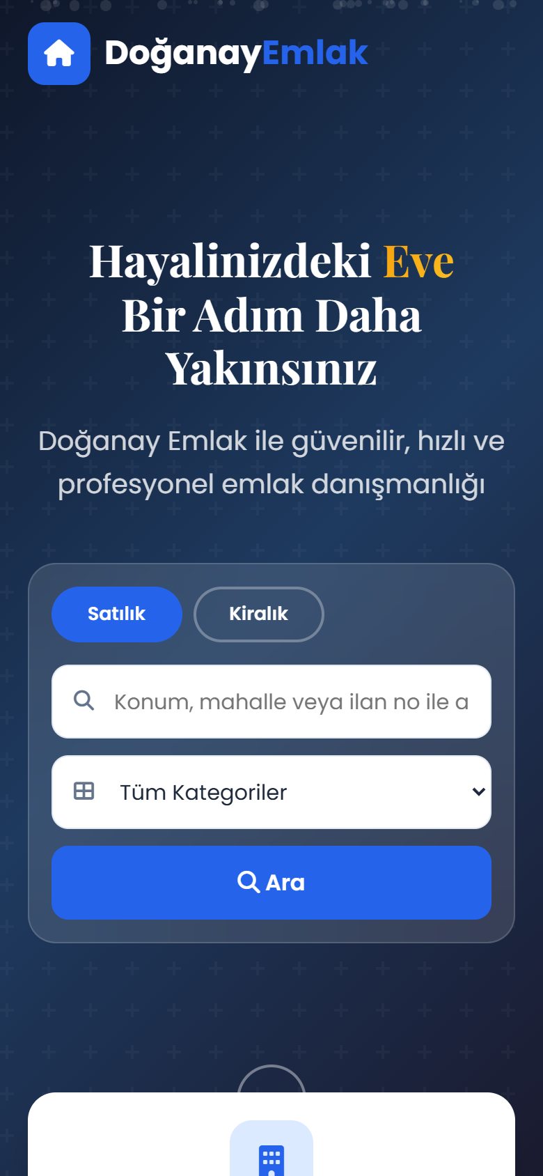Doğanay Emlak — telefon görünümü