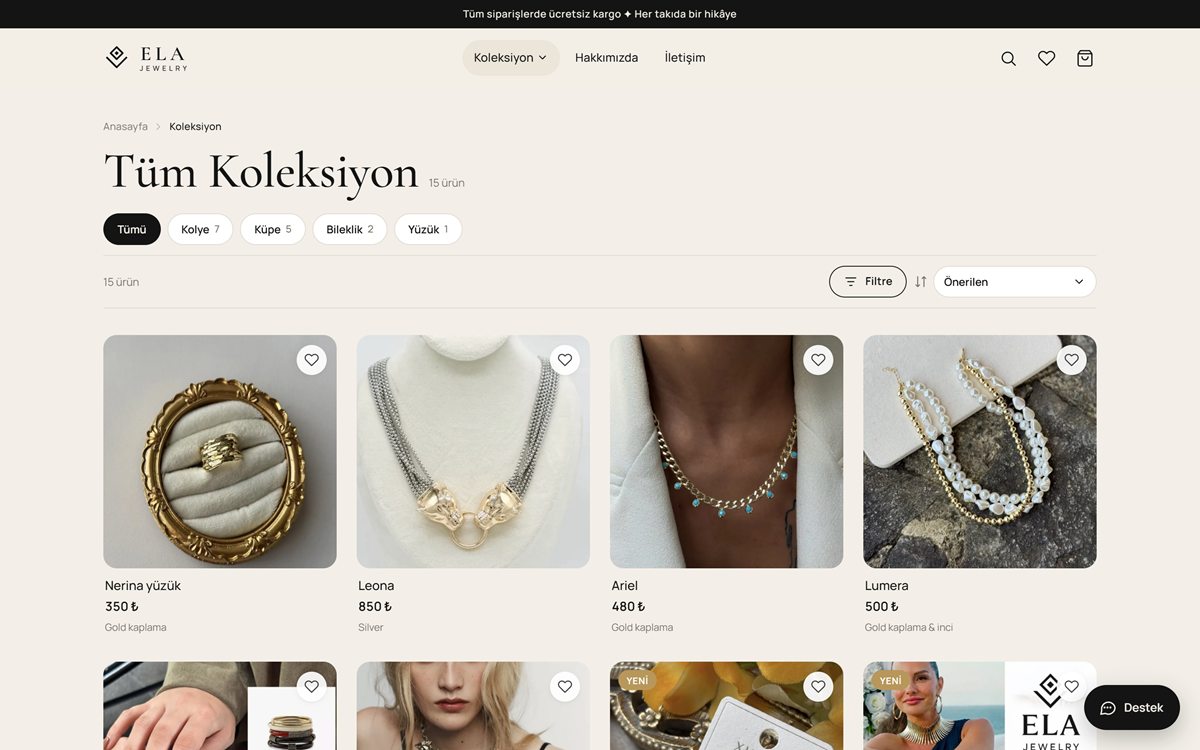 Ela Jewelry — E-Commerce Store — screen 1