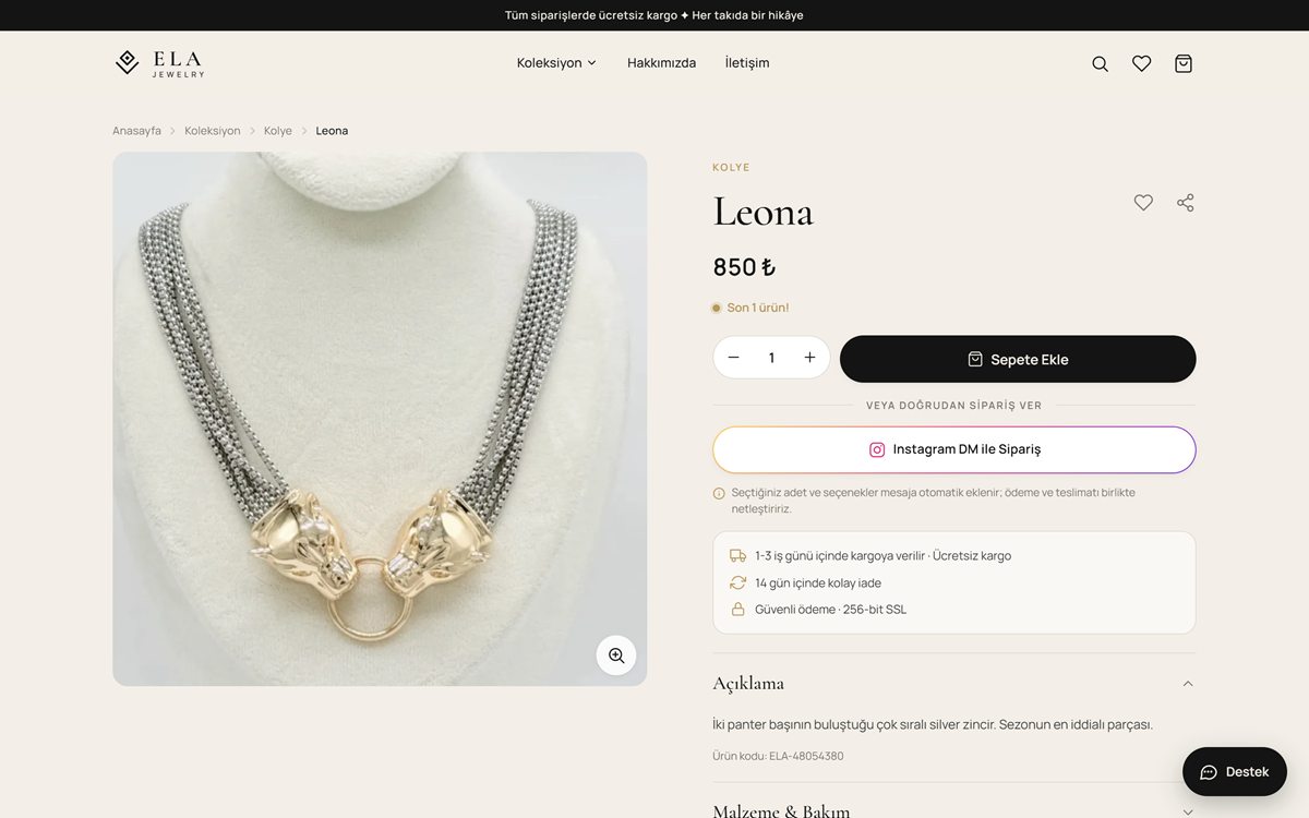 Ela Jewelry — E-Commerce Store — screen 2