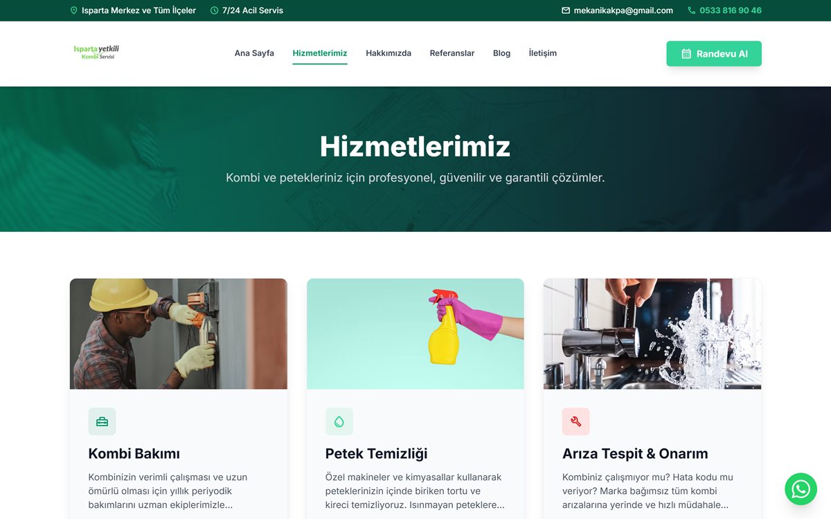 Isparta Boiler Service — Service Website — screen 1