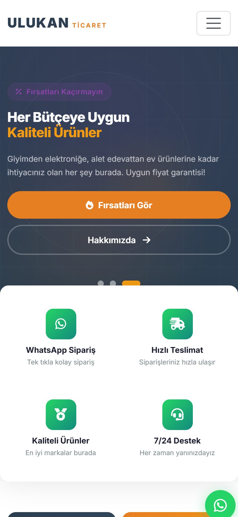 Ulukan Ticaret — telefon görünümü